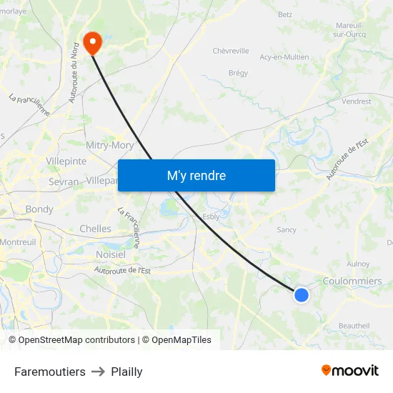 Faremoutiers to Plailly map
