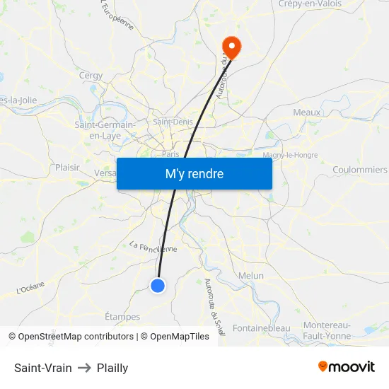 Saint-Vrain to Plailly map