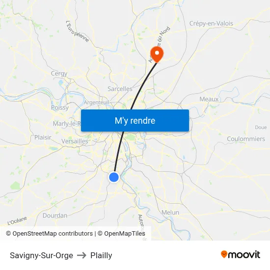 Savigny-Sur-Orge to Plailly map