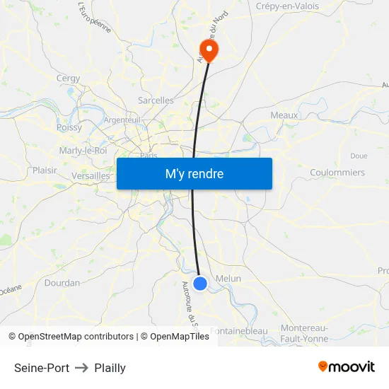 Seine-Port to Plailly map