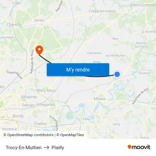 Trocy-En-Multien to Plailly map