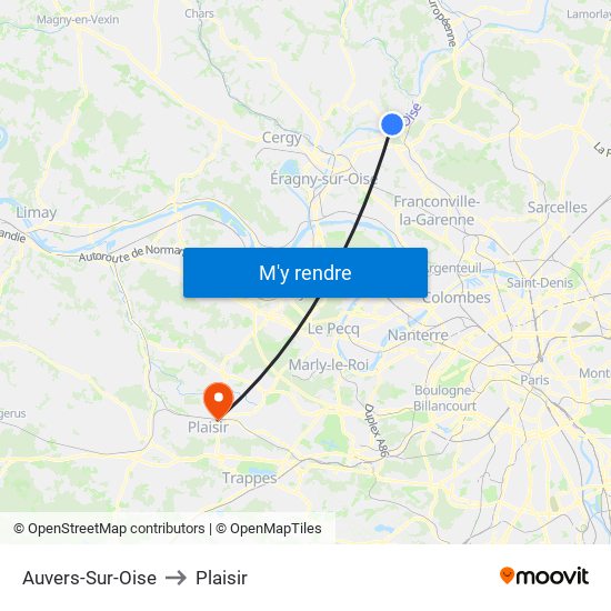 Auvers-Sur-Oise to Plaisir map