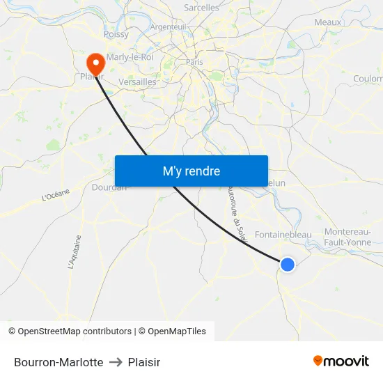 Bourron-Marlotte to Plaisir map