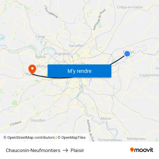 Chauconin-Neufmontiers to Plaisir map