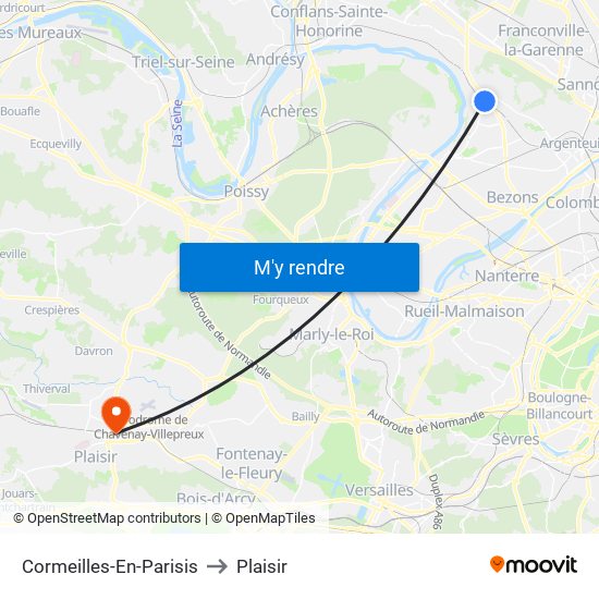 Cormeilles-En-Parisis to Plaisir map