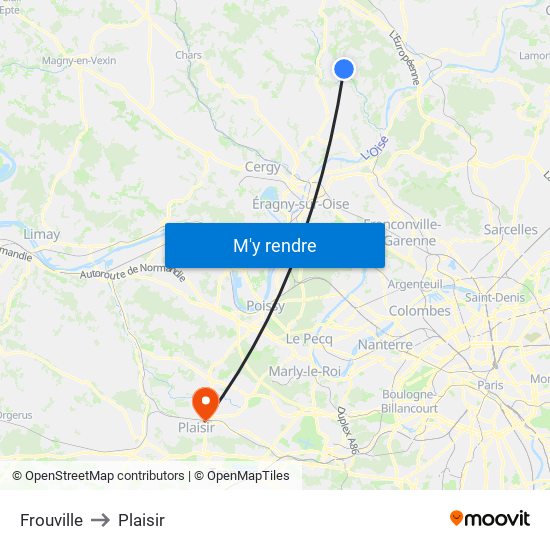 Frouville to Plaisir map