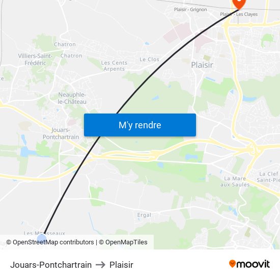 Jouars-Pontchartrain to Plaisir map