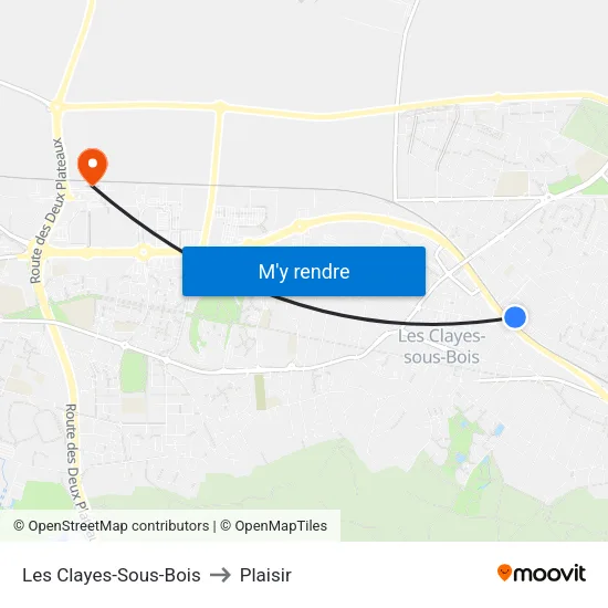 Les Clayes-Sous-Bois to Plaisir map