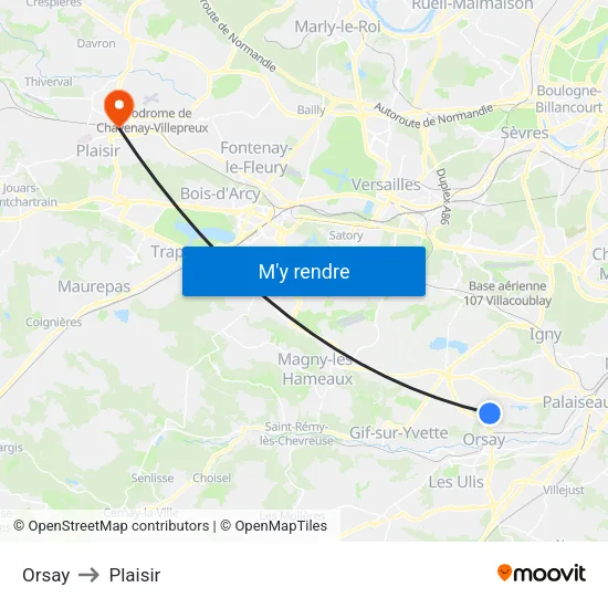 Orsay to Plaisir map