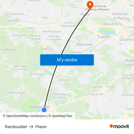 Rambouillet to Plaisir map