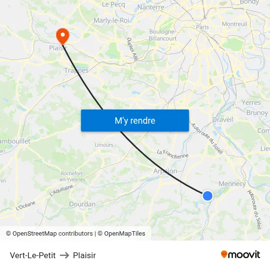Vert-Le-Petit to Plaisir map