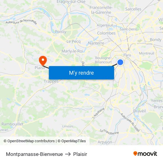 Montparnasse-Bienvenue to Plaisir map