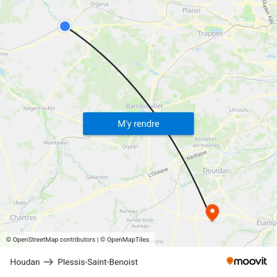 Houdan to Plessis-Saint-Benoist map