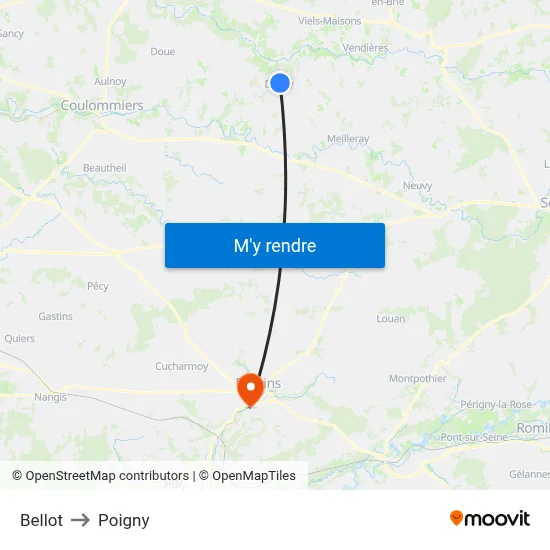 Bellot to Poigny map