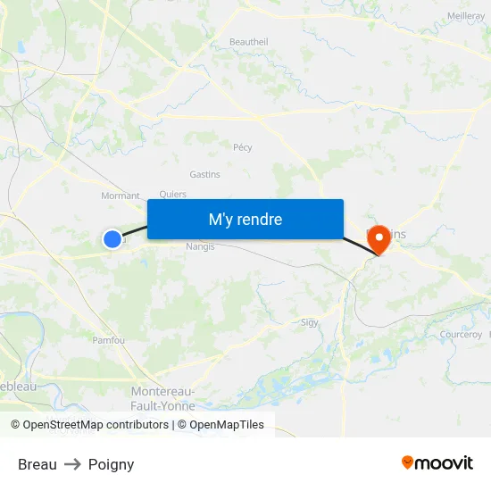 Breau to Poigny map