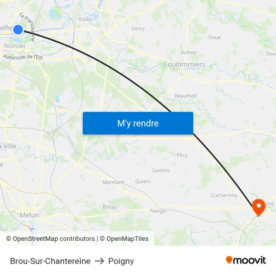 Brou-Sur-Chantereine to Poigny map