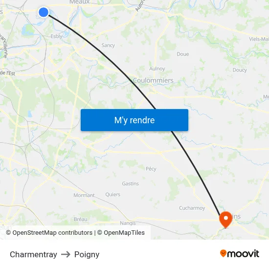 Charmentray to Poigny map