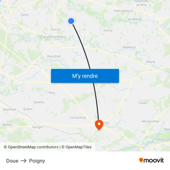 Doue to Poigny map