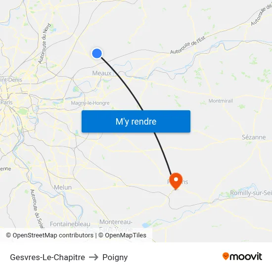 Gesvres-Le-Chapitre to Poigny map