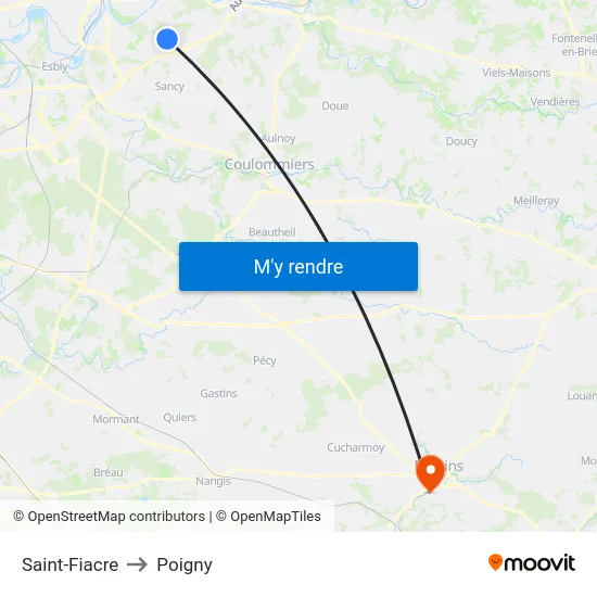 Saint-Fiacre to Poigny map