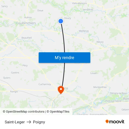 Saint-Leger to Poigny map