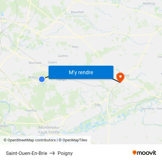 Saint-Ouen-En-Brie to Poigny map