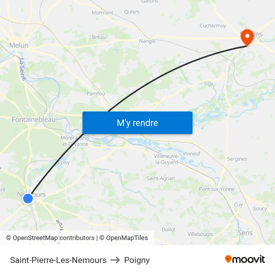 Saint-Pierre-Les-Nemours to Poigny map