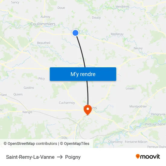 Saint-Remy-La-Vanne to Poigny map