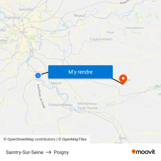 Saintry-Sur-Seine to Poigny map