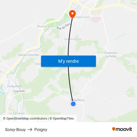 Soisy-Bouy to Poigny map