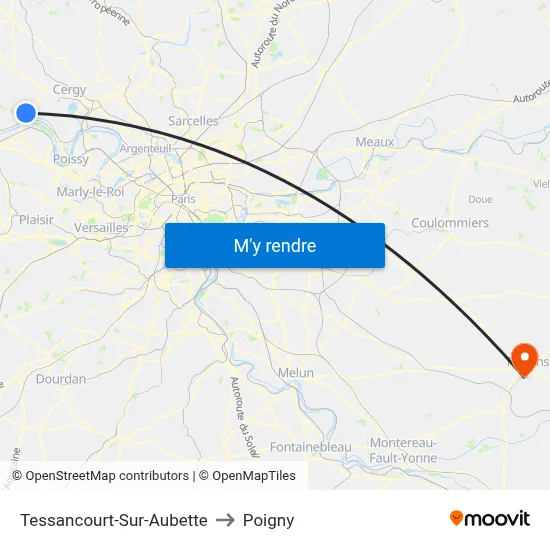 Tessancourt-Sur-Aubette to Poigny map
