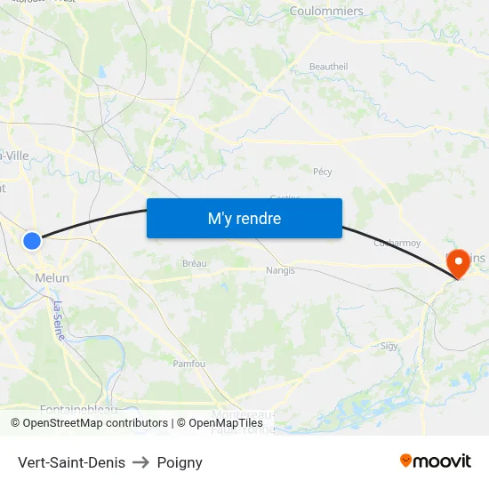 Vert-Saint-Denis to Poigny map