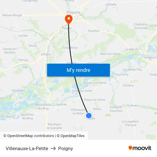 Villenauxe-La-Petite to Poigny map