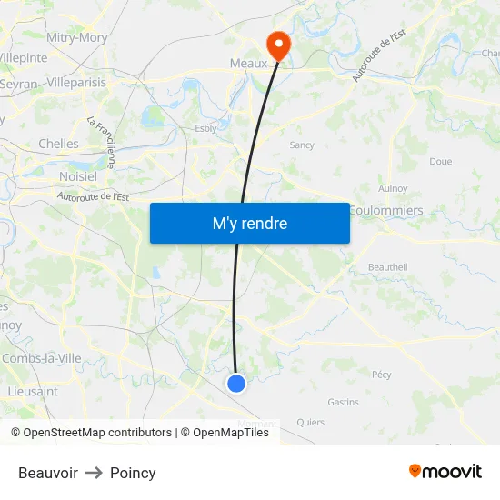 Beauvoir to Poincy map