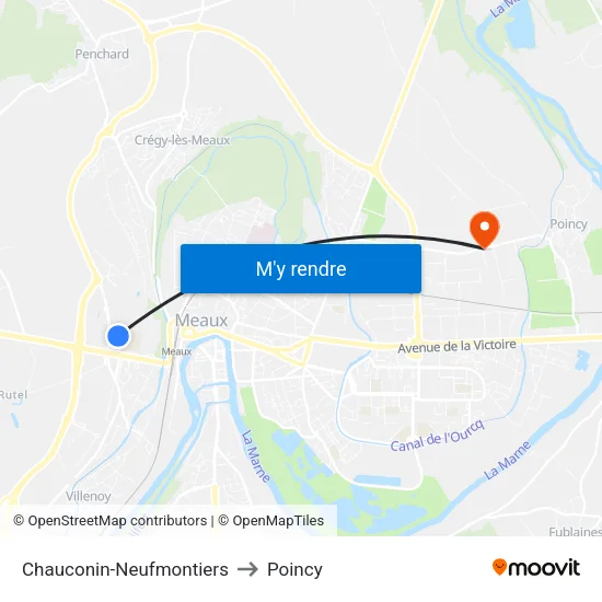 Chauconin-Neufmontiers to Poincy map