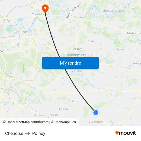 Chenoise to Poincy map