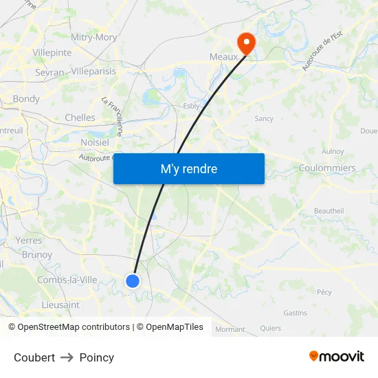Coubert to Poincy map