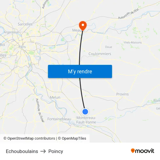 Echouboulains to Poincy map