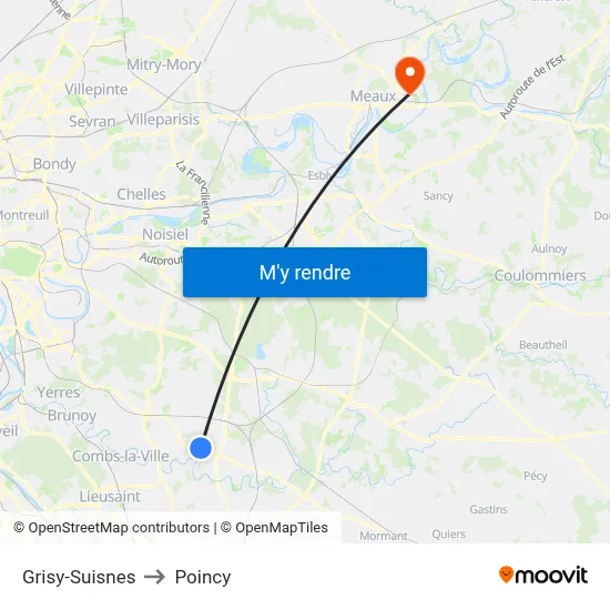 Grisy-Suisnes to Poincy map