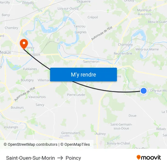 Saint-Ouen-Sur-Morin to Poincy map
