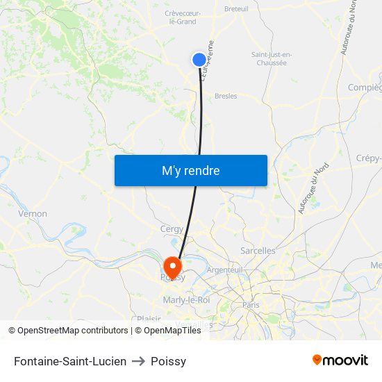 Fontaine-Saint-Lucien to Poissy map