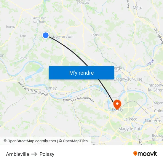 Ambleville to Poissy map