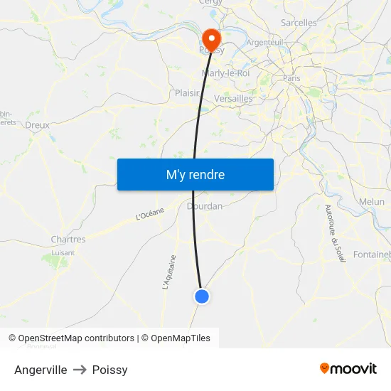 Angerville to Poissy map