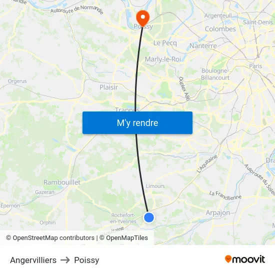 Angervilliers to Poissy map