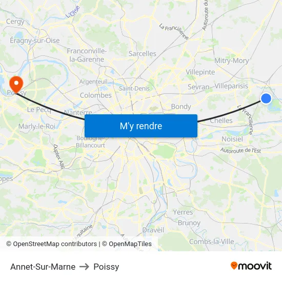 Annet-Sur-Marne to Poissy map