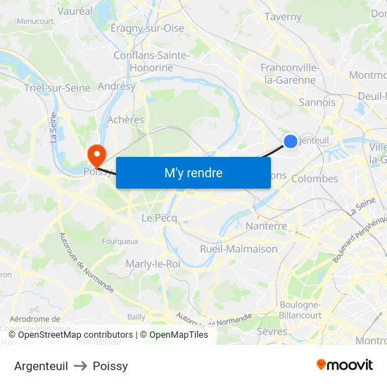 Argenteuil to Poissy map