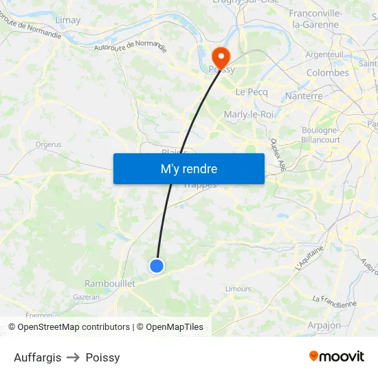 Auffargis to Poissy map