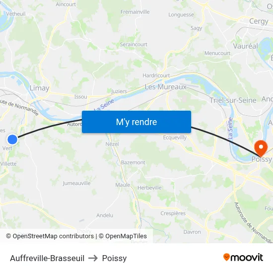 Auffreville-Brasseuil to Poissy map