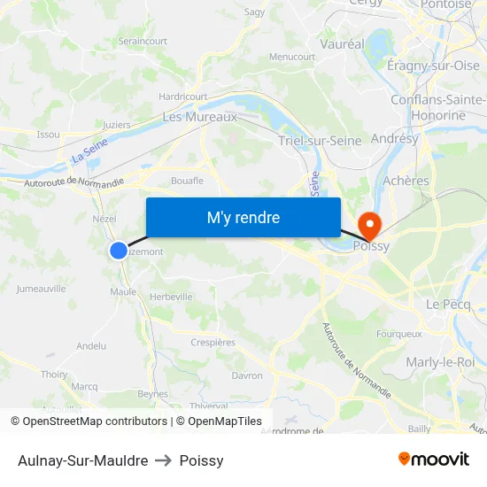 Aulnay-Sur-Mauldre to Poissy map