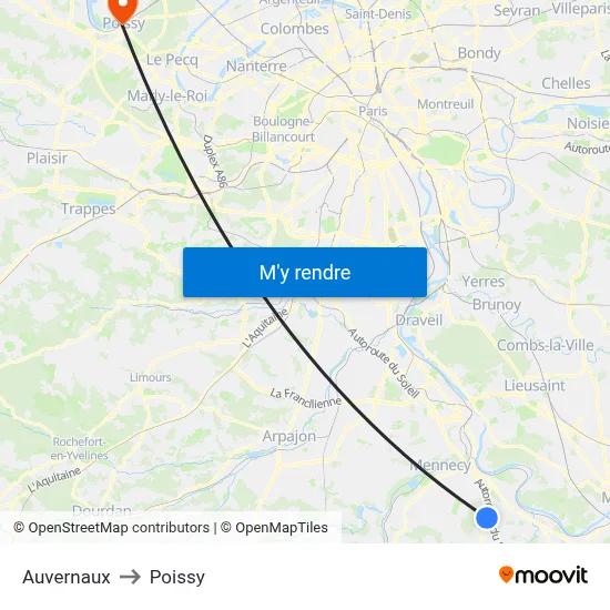 Auvernaux to Poissy map